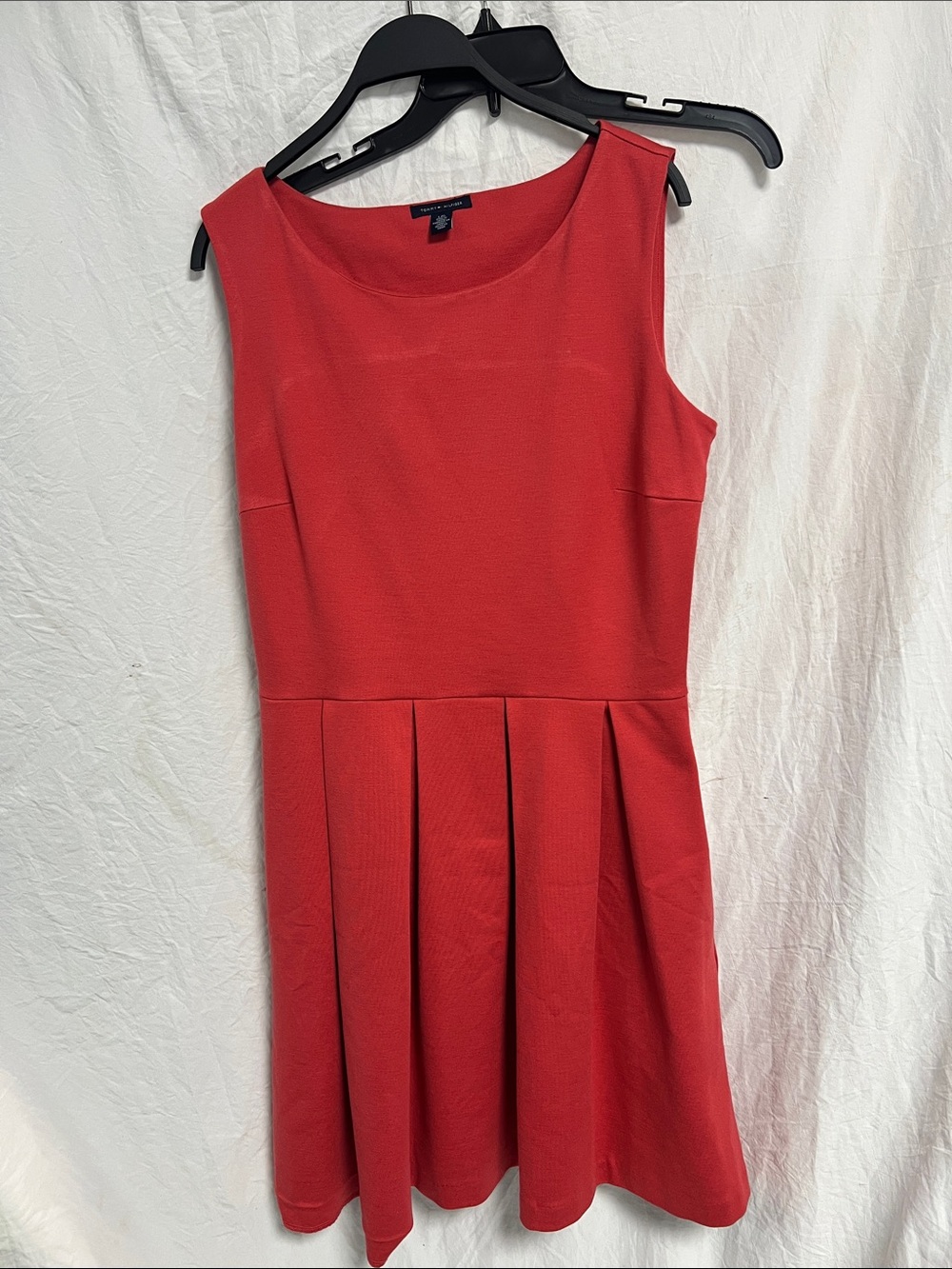 Tommy Hilfiger Red Sleeveless Pleated Fit-and-Flare Mini Dress